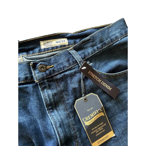Cremieux Mens Stretch Denim Jeans Straight Fit 40/34 Blue With Tags - Picture 3 of 4